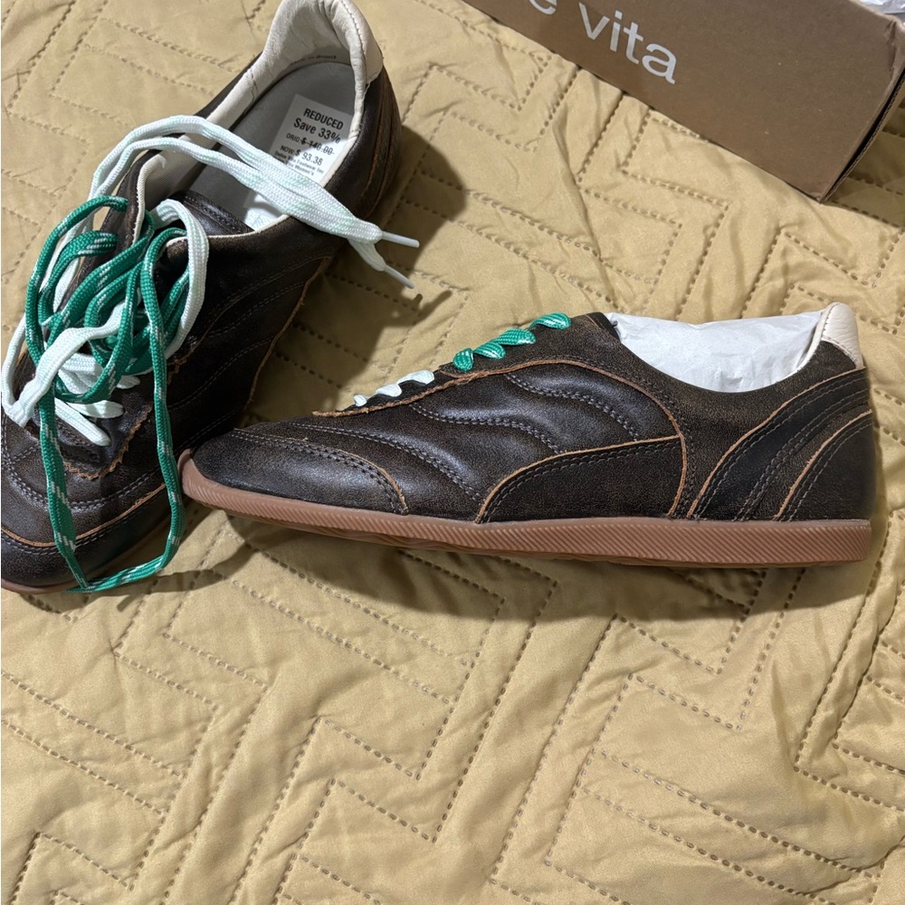 Dolce Vita Brown Sneakers with Green and White Laces sz 9.5
